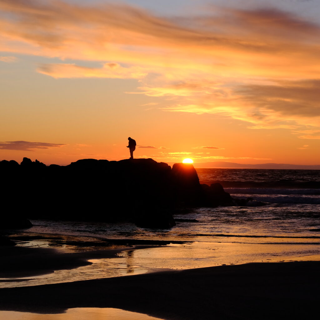 Tiree sun down on sunset beach